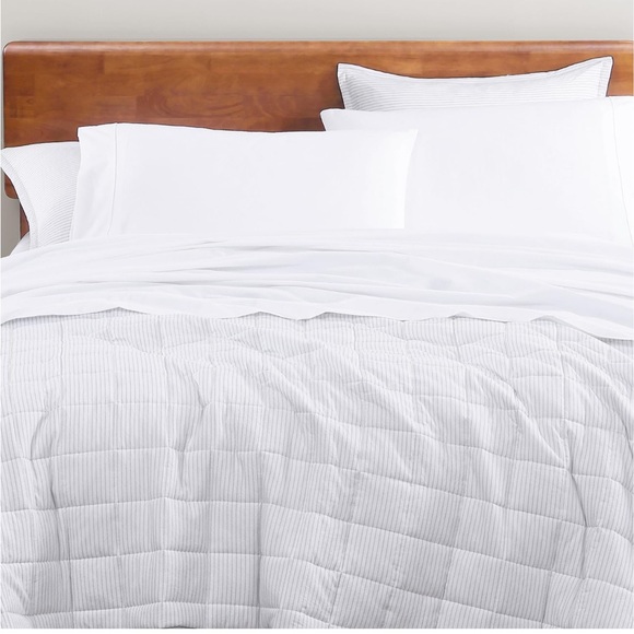 NEW Lane Linen White 100% Organic Cotton Percale Weave Twin Sheet Set Luxury - Picture 8 of 16